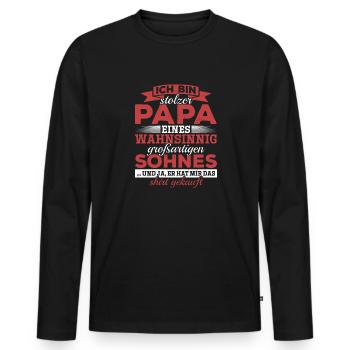 Proud Dad T-Shirt Gift from Son - Men's Premium Organic Long Sleeve Shirt - black - Front - Nico (187cm)