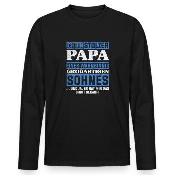 Proud Dad T-Shirt Gift from Son - Men's Premium Organic Long Sleeve Shirt - black - Front - Nico (187cm)