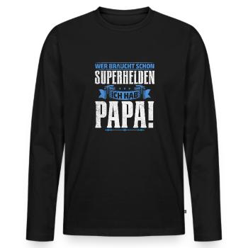 Superhero Dad Better Than Any Comic Hero - Men's Premium Organic Long Sleeve Shirt - black - Front - Nico (187cm)