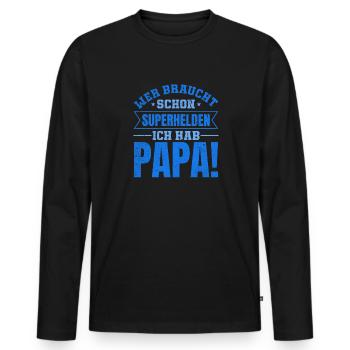 Superheld Papa Besser als jeder Comic-Held - Männer Premium Bio Langarmshirt - Schwarz - Vorne - Nico (187cm)