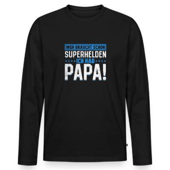 Superhero Dad Better Than Any Comic Hero - Men's Premium Organic Long Sleeve Shirt - black - Front - Nico (187cm)