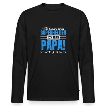 Superheld Papa Besser als jeder Comic-Held - Männer Premium Bio Langarmshirt - Schwarz - Vorne - Nico (187cm)