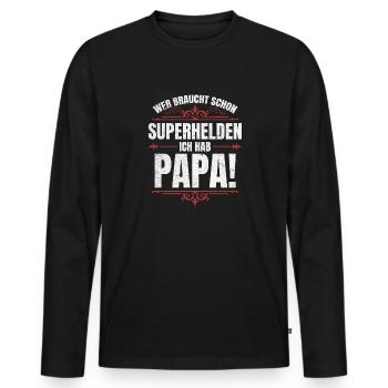 Superhero Dad Better Than Any Comic Hero - Men's Premium Organic Long Sleeve Shirt - black - Front - Nico (187cm)