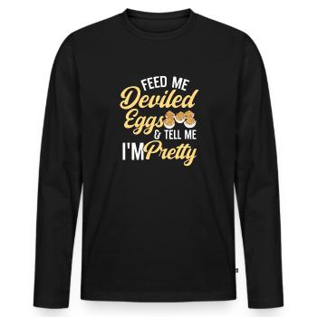 Stuffed Eggs Deviled Eggs - Men's Premium Organic Long Sleeve Shirt - black - Front - Nico (187cm)