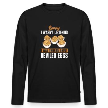 Stuffed Eggs Deviled Eggs - Men's Premium Organic Long Sleeve Shirt - black - Front - Nico (187cm)