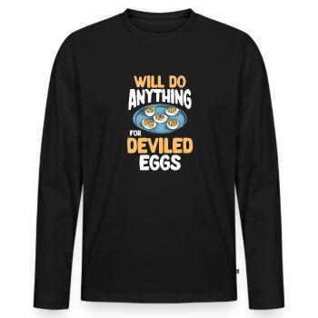 Stuffed Eggs Deviled Eggs - Men's Premium Organic Long Sleeve Shirt - black - Front - Nico (187cm)