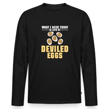 Stuffed Eggs Deviled Eggs - Men's Premium Organic Long Sleeve Shirt - black - Front - Nico (187cm)