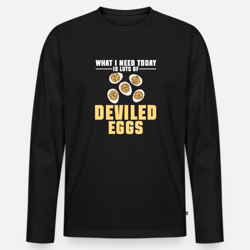 Gefüllte Eier Deviled Eggs - Männer Premium Bio Langarmshirt - Schwarz