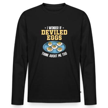 Stuffed Eggs Deviled Eggs - Men's Premium Organic Long Sleeve Shirt - black - Front - Nico (187cm)