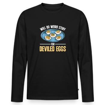 Stuffed Eggs Deviled Eggs - Men's Premium Organic Long Sleeve Shirt - black - Front - Nico (187cm)