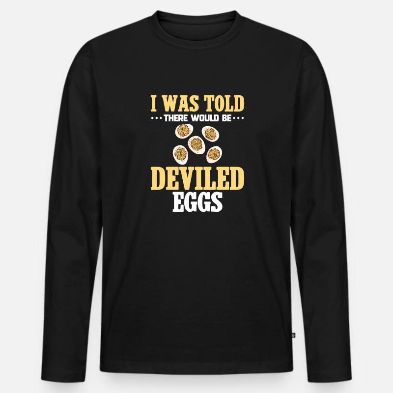 Gefüllte Eier Deviled Eggs - Männer Premium Bio Langarmshirt - Schwarz