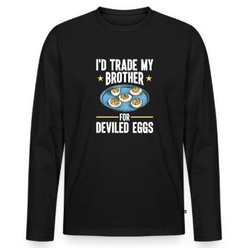 Stuffed Eggs Deviled Eggs - Men's Premium Organic Long Sleeve Shirt - black - Front - Nico (187cm)