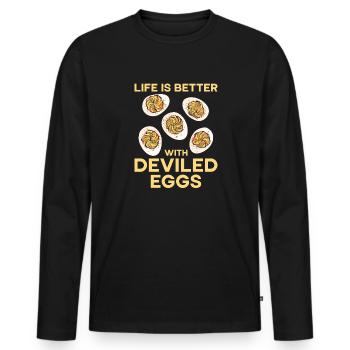 Stuffed Eggs Deviled Eggs - Men's Premium Organic Long Sleeve Shirt - black - Front - Nico (187cm)