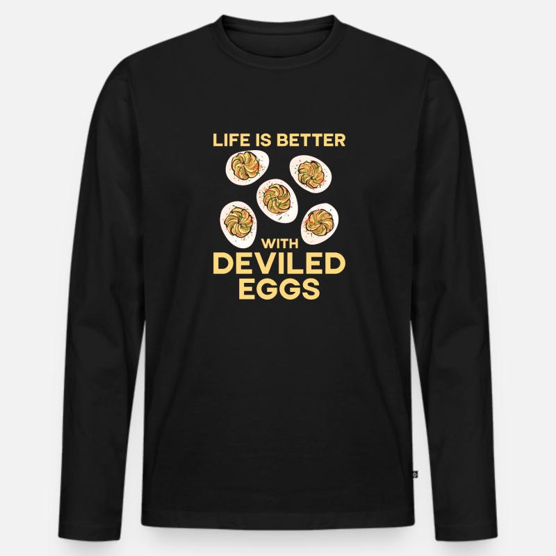 Gefüllte Eier Deviled Eggs - Männer Premium Bio Langarmshirt - Schwarz