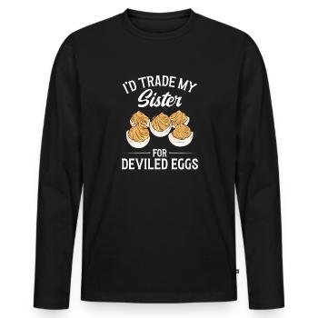 Stuffed Eggs Deviled Eggs - Men's Premium Organic Long Sleeve Shirt - black - Front - Nico (187cm)