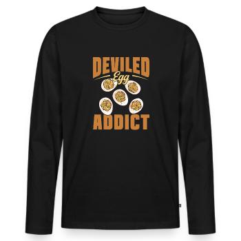 Stuffed Eggs Deviled Eggs - Men's Premium Organic Long Sleeve Shirt - black - Front - Nico (187cm)