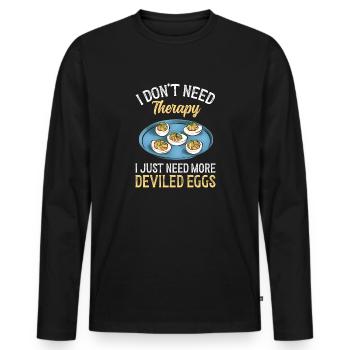 Stuffed Eggs Deviled Eggs - Men's Premium Organic Long Sleeve Shirt - black - Front - Nico (187cm)