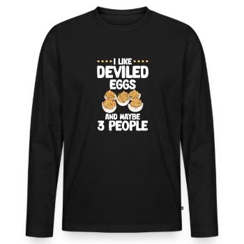 Stuffed Eggs Deviled Eggs - Men's Premium Organic Long Sleeve Shirt - black - Front - Nico (187cm)