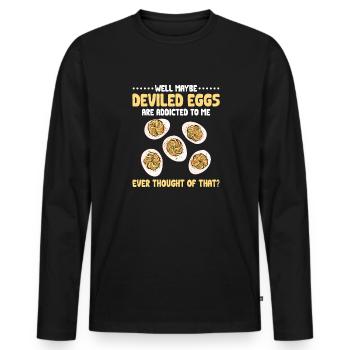 Stuffed Eggs Deviled Eggs - Men's Premium Organic Long Sleeve Shirt - black - Front - Nico (187cm)