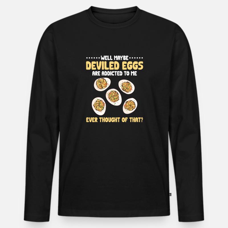 Gefüllte Eier Deviled Eggs - Männer Premium Bio Langarmshirt - Schwarz
