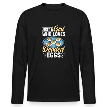 Stuffed Eggs Deviled Eggs - Men's Premium Organic Long Sleeve Shirt - black - Front - Nico (187cm)