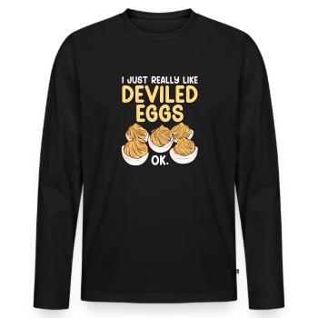 Stuffed Eggs Deviled Eggs - Men's Premium Organic Long Sleeve Shirt - black - Front - Nico (187cm)