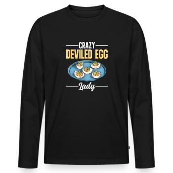 Stuffed Eggs Deviled Eggs - Men's Premium Organic Long Sleeve Shirt - black - Front - Nico (187cm)