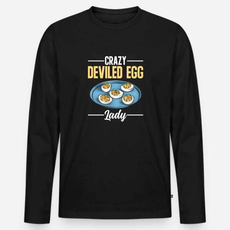 Gefüllte Eier Deviled Eggs - Männer Premium Bio Langarmshirt - Schwarz