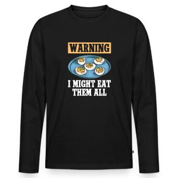 Stuffed Eggs Deviled Eggs - Men's Premium Organic Long Sleeve Shirt - black - Front - Nico (187cm)