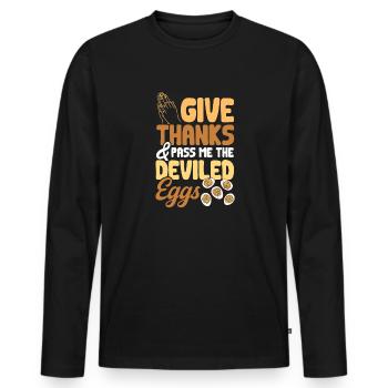 Stuffed Eggs Deviled Eggs - Men's Premium Organic Long Sleeve Shirt - black - Front - Nico (187cm)