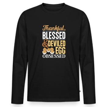 Stuffed Eggs Deviled Eggs - Men's Premium Organic Long Sleeve Shirt - black - Front - Nico (187cm)