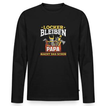Restez détendu, papa le fait - Fête des pères - T-shirt manches longues Premium bio Homme - noir - Devant - Nico (187cm)