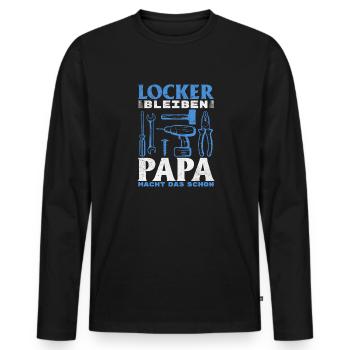Restez détendu, papa le fait déjà - Fête des pères - T-shirt manches longues Premium bio Homme - noir - Devant - Nico (187cm)