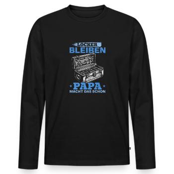 Restez détendu, papa le fait déjà - Fête des pères - T-shirt manches longues Premium bio Homme - noir - Devant - Nico (187cm)