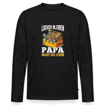 Restez détendu, papa le fait déjà - Fête des pères - T-shirt manches longues Premium bio Homme - noir - Devant - Nico (187cm)