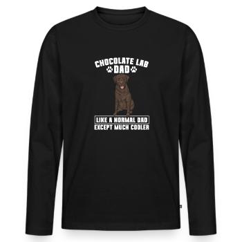 Chien Labrador Retriever brun chocolat - T-shirt manches longues Premium bio Homme - noir - Devant - Nico (187cm)
