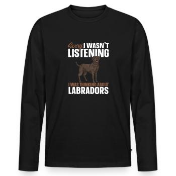 Schoko Brauner Labrador Retriever Hund - Männer Premium Bio Langarmshirt - Schwarz - Vorne - Nico (187cm)