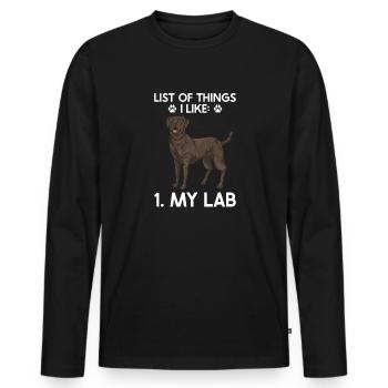 Chien Labrador Retriever brun chocolat - T-shirt manches longues Premium bio Homme - noir - Devant - Nico (187cm)