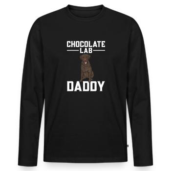 Chien Labrador Retriever brun chocolat - T-shirt manches longues Premium bio Homme - noir - Devant - Nico (187cm)
