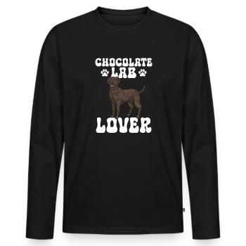 Chien Labrador Retriever brun chocolat - T-shirt manches longues Premium bio Homme - noir - Devant - Nico (187cm)