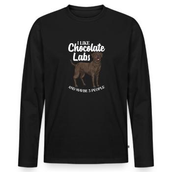 Schoko Brauner Labrador Retriever Hund - Männer Premium Bio Langarmshirt - Schwarz - Vorne - Nico (187cm)