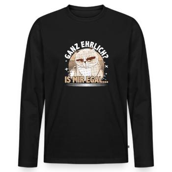 Sarkasmus, Katze, Ganz Ehrlich Is Mir Egal - Männer Premium Bio Langarmshirt - Schwarz - Vorne - Nico (187cm)