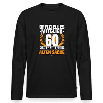 60. Geburtstag Mann, 60 Jahre alt Geburtstag - Männer Premium Bio Langarmshirt - Schwarz - Vorne - Nico (187cm)