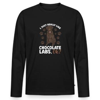 Chien Labrador Retriever Brun Chocolat - T-shirt manches longues Premium bio Homme - noir - Devant - Nico (187cm)