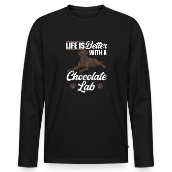 Schoko Brauner Labrador Retriever Hund - Männer Premium Bio Langarmshirt - Schwarz - Vorne - Nico (187cm)