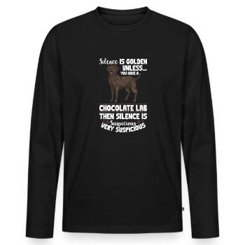 Schoko Brauner Labrador Retriever Hund - Männer Premium Bio Langarmshirt - Schwarz - Vorne - Nico (187cm)