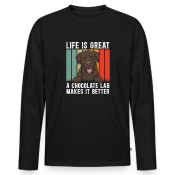 Schoko Brauner Labrador Retriever Hund - Männer Premium Bio Langarmshirt - Schwarz - Vorne - Nico (187cm)