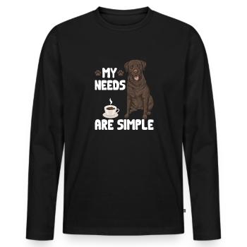 Schoko Brauner Labrador Retriever Hund - Männer Premium Bio Langarmshirt - Schwarz - Vorne - Nico (187cm)