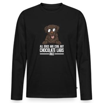 Schoko Brauner Labrador Retriever Hund - Männer Premium Bio Langarmshirt - Schwarz - Vorne - Nico (187cm)