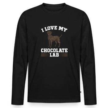 Chien Labrador Retriever brun chocolat - T-shirt manches longues Premium bio Homme - noir - Devant - Nico (187cm)